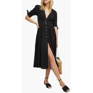 Free People Love of My Life Midi Shirtdress in Black‎ Size S